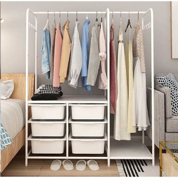 샵100 행거 원룸 자취방 미니 고정식 이동식행거 드레스룸 조립식 스탠드 옷걸이행거 선반 철제 수납 헹거, 마망드 와이드행거