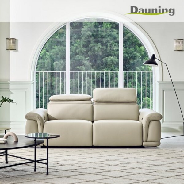 [다우닝] 시네마 3인 전동 리클라이너 전체 천연가죽 소파(한쪽), 색상:꼬냑|전동 리클라이너 방향:좌형