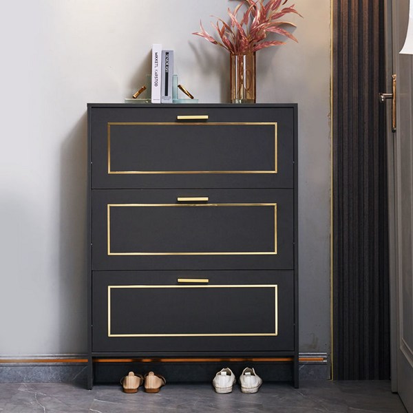 남쪽나무 신발장 좁은 현관 신발장 SS950-05, 50*17*118cm, 블랙