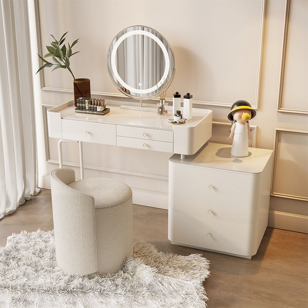  고급스러운 화장 테이블 간략하다 수납 화장대 프리미엄 에어 크림풍 화장대 80CM/100CM/120CM SZT-9-A39, 화이트 레그 크림 스타일A2, 100CM 