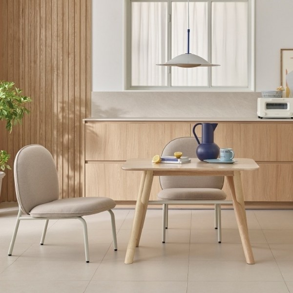 한샘 투티 2인 낮은 식탁세트(스틸의자2 포함), B형 베이지(패브릭)(B)