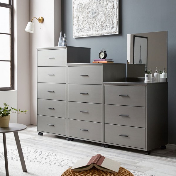  포에버 600 광폭 3단 4단 5단서랍장 속깊은서랍장 원룸 오피스텔 거실 4단서랍장 오단서랍장, 포에버600 4단, 스틸그레이 