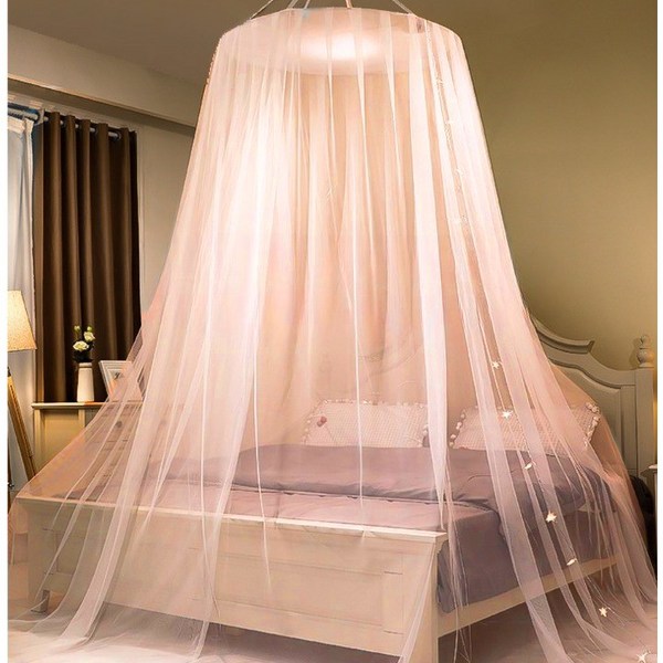 박스비 원형 심플 침대 캐노피 모기장, 라이트핑크