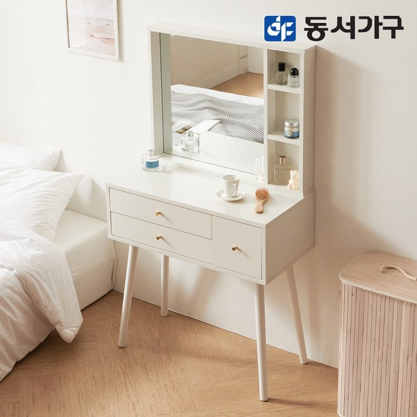 동서가구 이즈 엘린 800 수납거울 화장대 IJL046, 화이트 IJL046