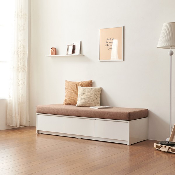 리아즈하우스 라떼 생활방수 1600 서랍형 벤치 수납 소파 LSR205C, 진브라운