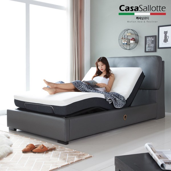  [까사살로티] 모션베드 전동침대 V1시리즈 (슈퍼싱글 퀸 킹트윈), 프레임:다크그레이 , 매트리스:차콜/화이트 