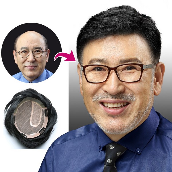 C&K코스메틱 남자가발 100% 인모 가발 불파트 정수리 남성가발, 항균망 가르마불파트(S), 1개