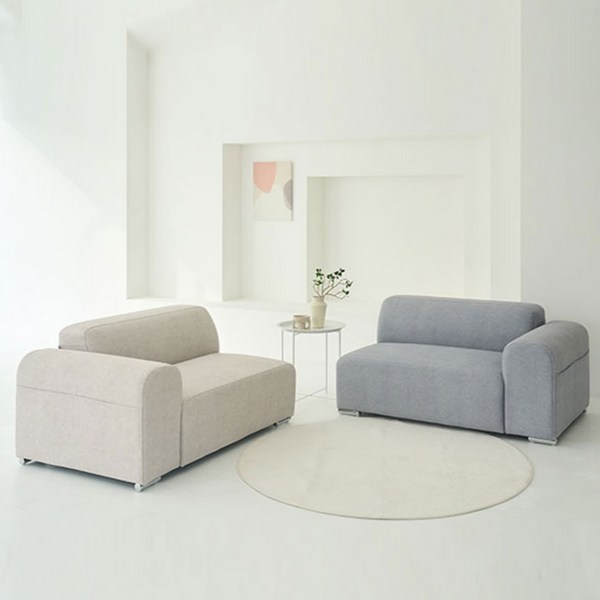 몽스홈 방수 조야원단 머핀 쇼파 2인용 방문설치, 스툴미포함, 아이보리(좌)