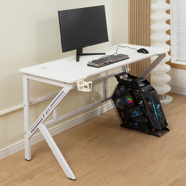 아우스 브이렉스 K형 게이밍책상 컴퓨터책상 악세사리 포함, 화이트