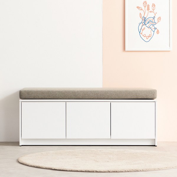 동서가구 소프 큐니 벤치 소파(수납형 / 서랍형) 착불, 02.화이트+연그레이, 01.1200 벤치(수납형) DNA207 착불