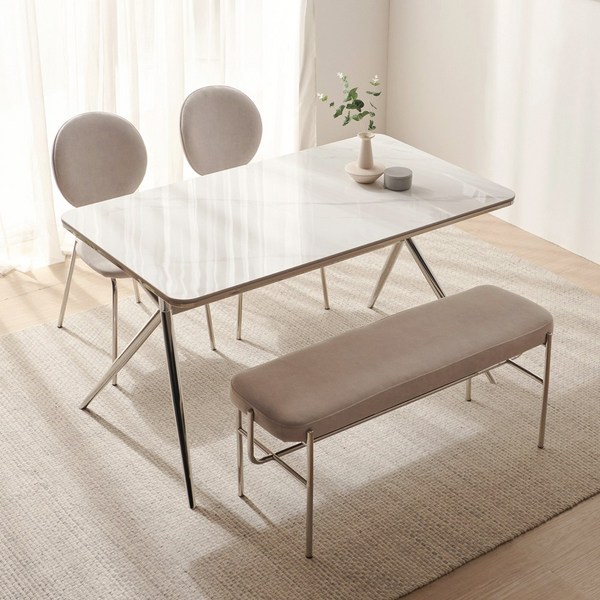 데코라인 엑시온 4인용 양면 세라믹 식탁 1400, 04-식탁+아이보리2+벤치1