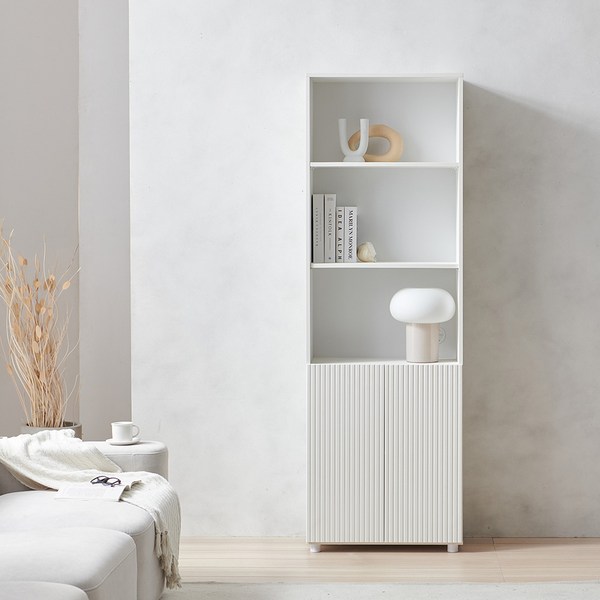 나무뜰 리프 키높은 템바보드 5단 수납장 책장, 리프 5단 수납 책장(하부도어형) MWF327C