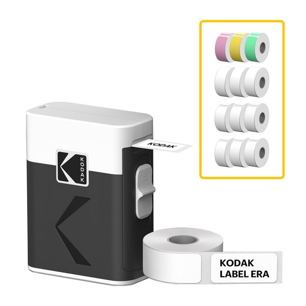코닥 라벨 프린터 ERA 휴대용 네임 이름 스티커 미니 라벨기 + 카트리지 13p 세트 화이트, 1세트, White(화이트), M50(포토프린터)
