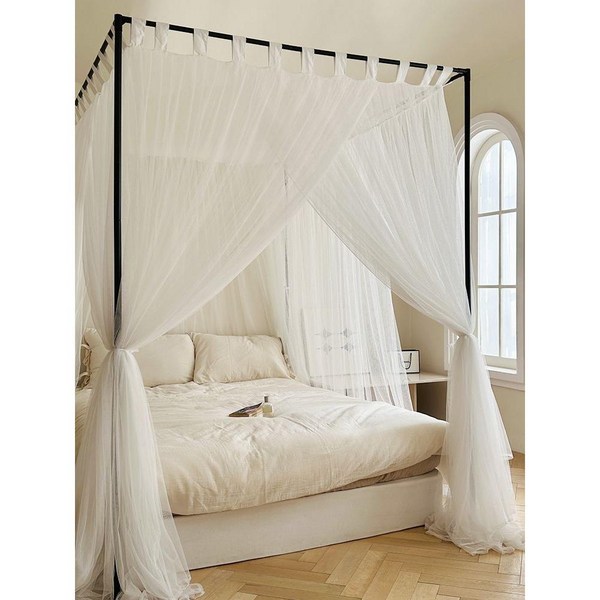  고급 침실 사각 커튼 럭셔리 인스타 궁전 캐노피 침대 모기장 대형, 1.5m 침대 폭 150x길이 200x높이 210 cm, B. 101 프리미엄 