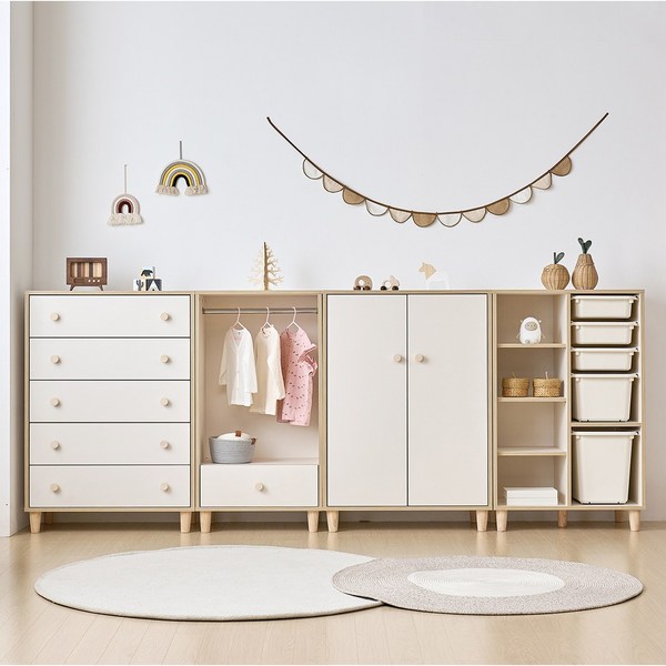 룸핏 보노 베이비장 아기 옷장 유아 5단 서랍장 교구장 바구니장 수납장 행거 장난감 정리함 세트, 800 옷장, 다리형