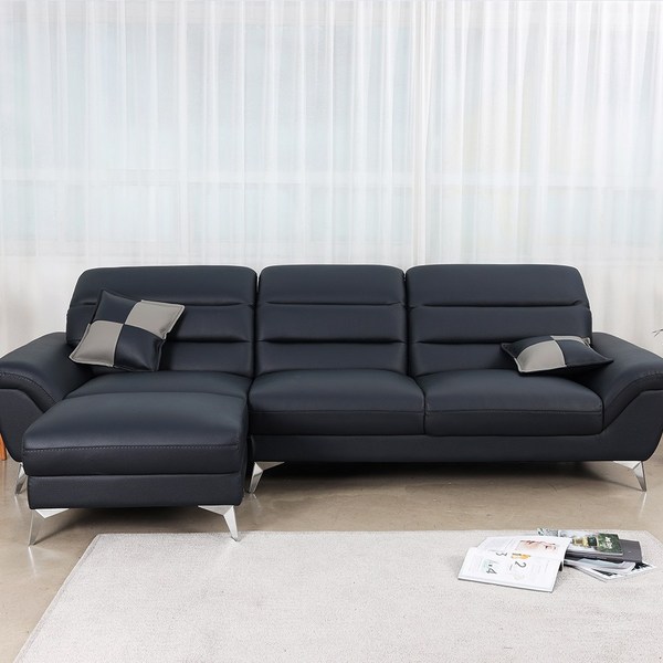  미첼 4인 가죽소파 (전국배송 제주도배송), 미포함, 네이비 