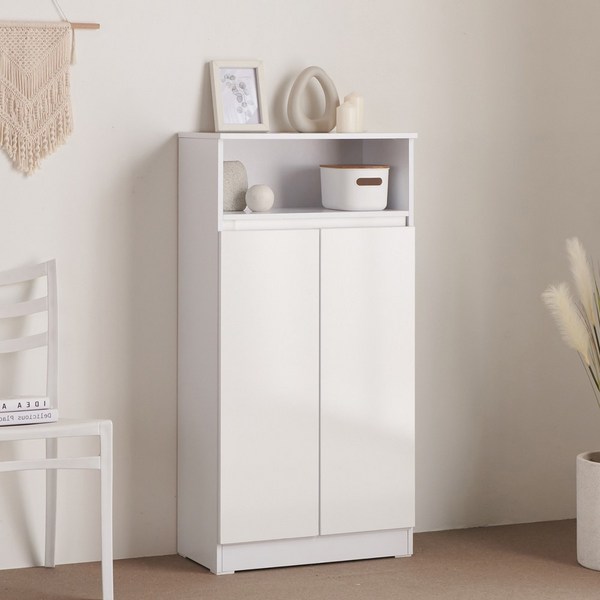 슈즈 LPM 하이그로시 아파트 슬림 신발장 600 중형, 02.타니아 LPM 신발장 중형:화이트