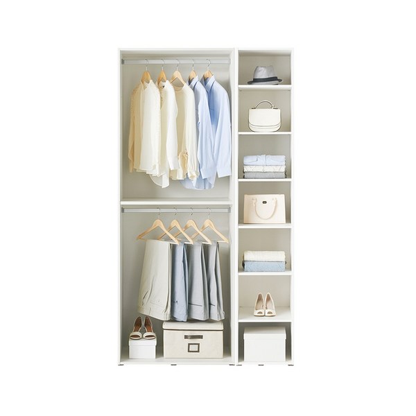  한샘 샘베딩 클로즈 옷장세트 120cm(높이216cm) 선반형 6종, A형 : 화이트하이글로시도어+화이트몸통(A) 