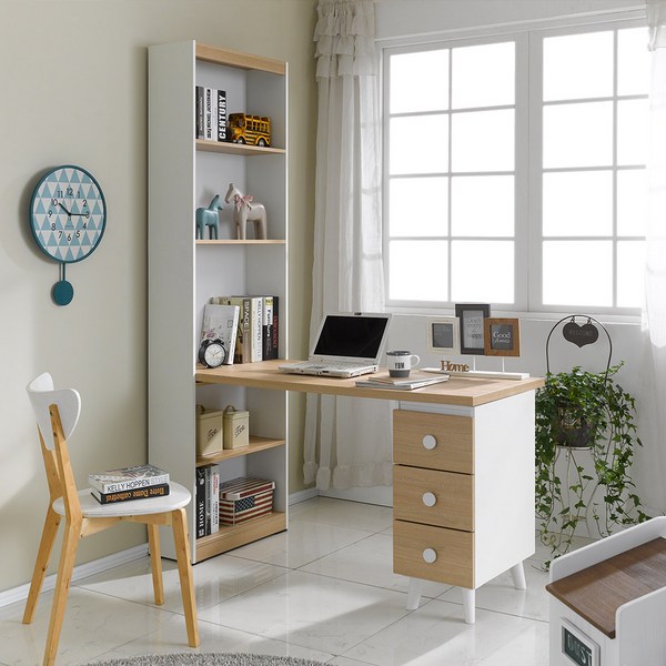 동서가구 이즈 줄리아 1200 책장형 서랍 책상, 오크