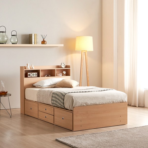 동서가구 미휴 수납헤드 깊은서랍 슈퍼싱글 SS 침대+양면 매트리스 DF635991, 메이플그레이 콤비