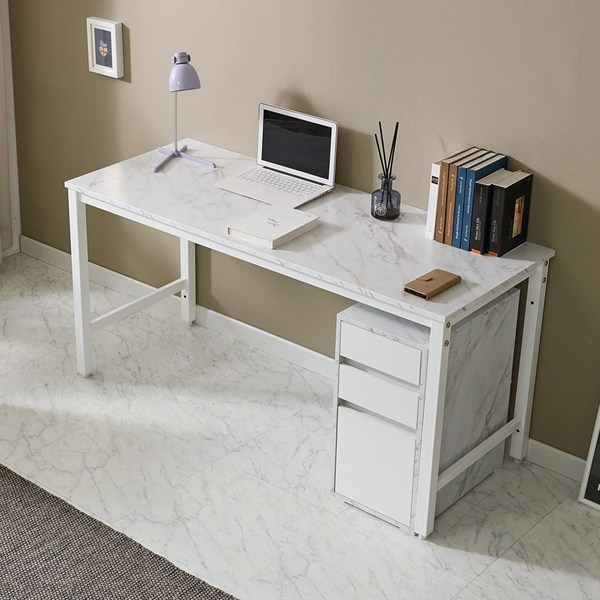 컴퓨터 책상 게이밍 일자형 철재 사무용 1인용 2인용 일반책상 독서실 pc방, 900, 마블, 화이트