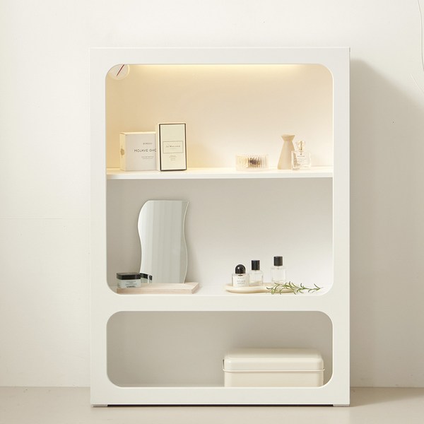 룸앤디 몽드 베이직 4단 조명 장식장 E0목재 인테리어 피규어장 다용도 콘솔 수납장, 몽드 베이직 장식장_화이트(일반형)