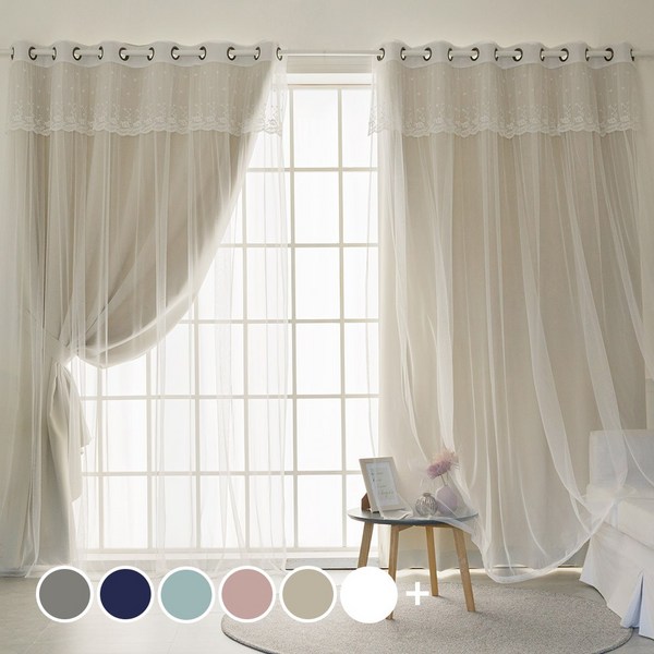 까르데코 디망쉬 암막+레이스커튼 긴창 4장세트(대형)