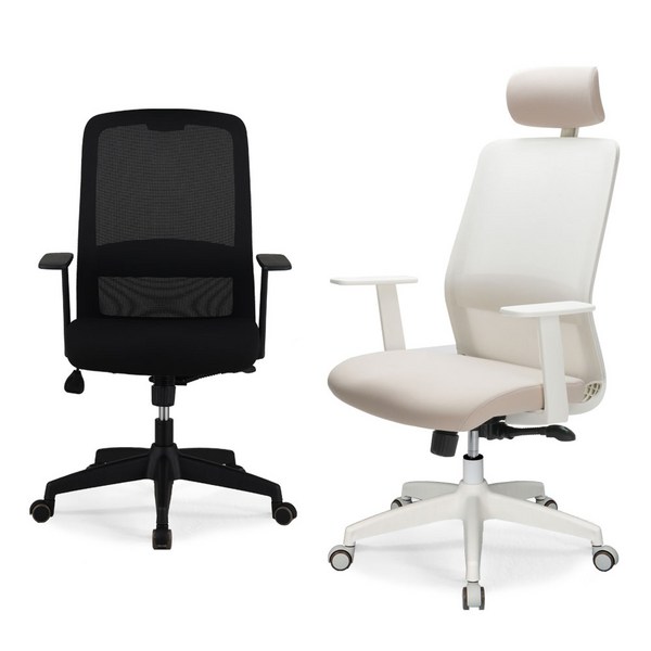 보네드 RC-01 회의실 컴퓨터 책상 사무용 사무실의자 공부 학생의자, 베이지 - 헤드형, S사이즈, 기본 팔걸이