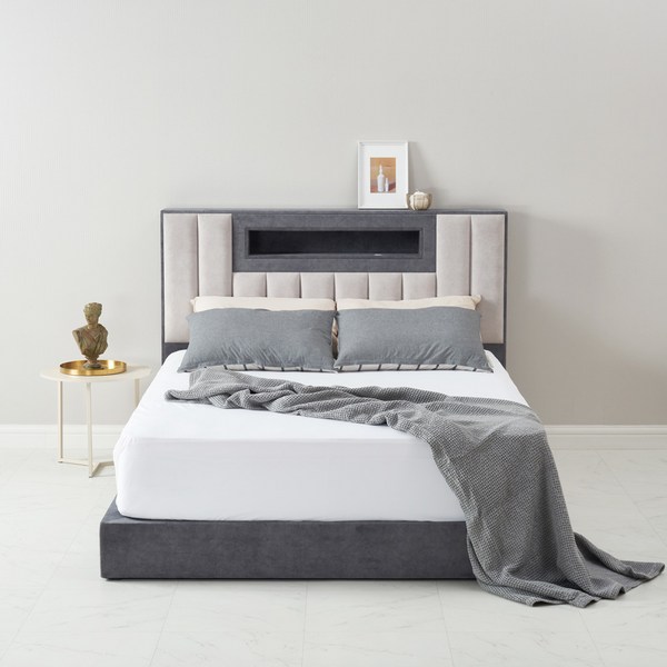 폴로까사 로젤 호텔식 LED 헤드 조야 패브릭 침대 프레임 SS, 슈퍼싱글(SS)