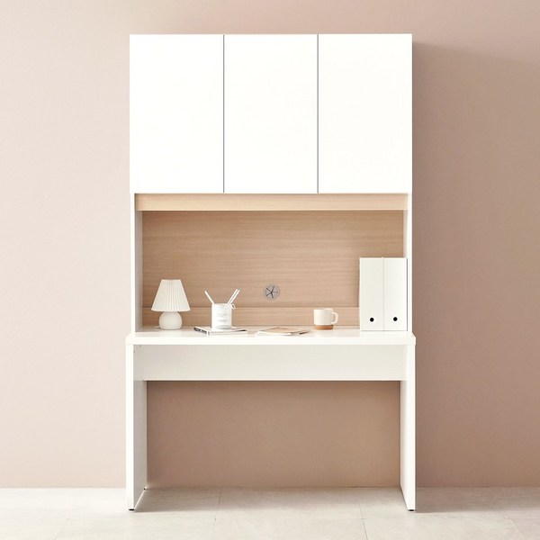 필웰 레트라 상부책장 책상 세트1200x600 수납형 DVX DK8934, 화이트문:화이트상판