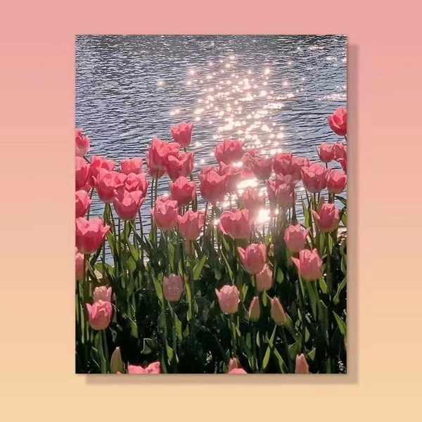  votgl DIY명화그리기 diy 그림그리기꽃 튤립 유화 세트40 x 50cm, diy튤립 