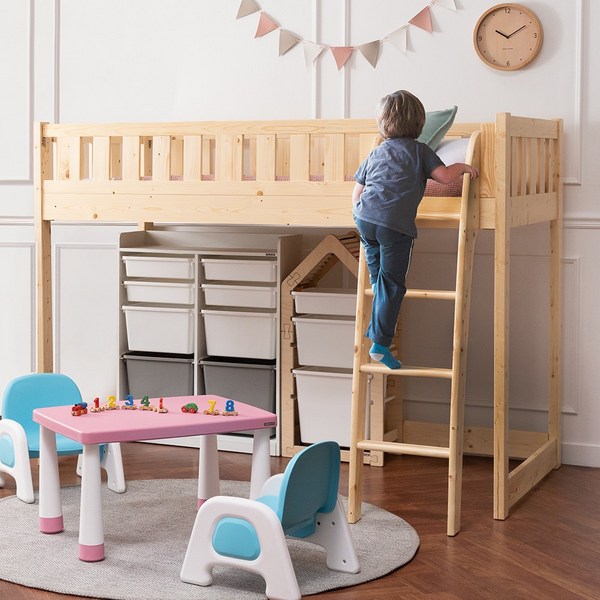 [이월재고/등급할인행사] 에보니아 스마일 원목 벙커침대 (매트포함시 포켓매트 업그레이드), 프레임+라텍스매트, 싱글