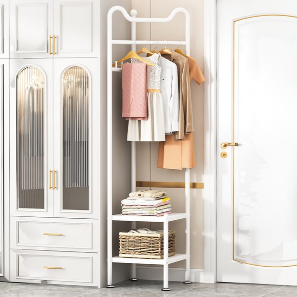 [국내발송]Zuge 철제 모던 스탠드 옷걸이 행거 시스템 코너 행거, 화이트