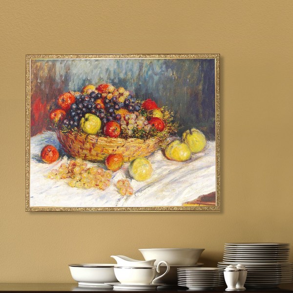  세담 명화 컬렉션 인테리어 골드 액자 고흐 모네 해바라기 그림 풍수지리 유화, 모네-사과와 포도를 담은 바구니 