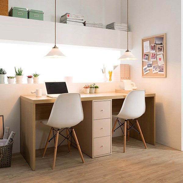  리바트 프렌즈 소호 1800 ㄷ자 책상세트 (3단서랍장), 오크 