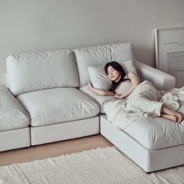 (3만원즉시할인+무료설치배송) 홈리 컴피 구스 코모도 모듈 패브릭 소파 4.5인 카우치 (쿠션증정), 4인 카우치 소파 (좌형)_MS00056