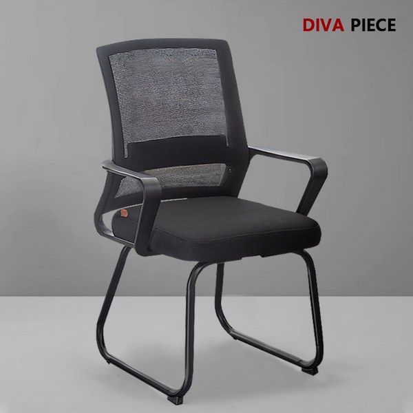  디바가구 고정형 사무용 학생용 집중 의자, 블랙 