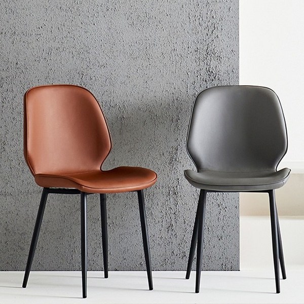 1+1 모던체어 2p 인테리어 고급 가죽 식탁의자, 그레이+브라운