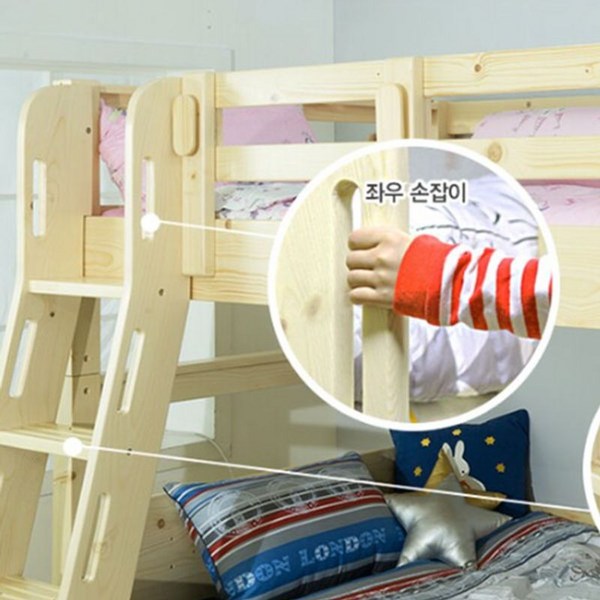 에보니아 에보니아 하이디 프리미엄 원목 분리형 이층침대 (사다리형 계단형 매트리스 선택), 내추럴_사다리형_메모리폼