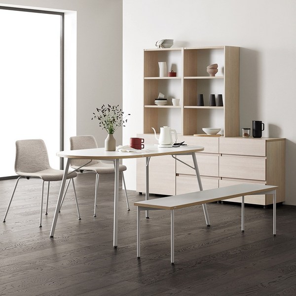  데스커 1600x800 타원형 테이블 (기본형) DSTAA1608R, 화이트+화이트 