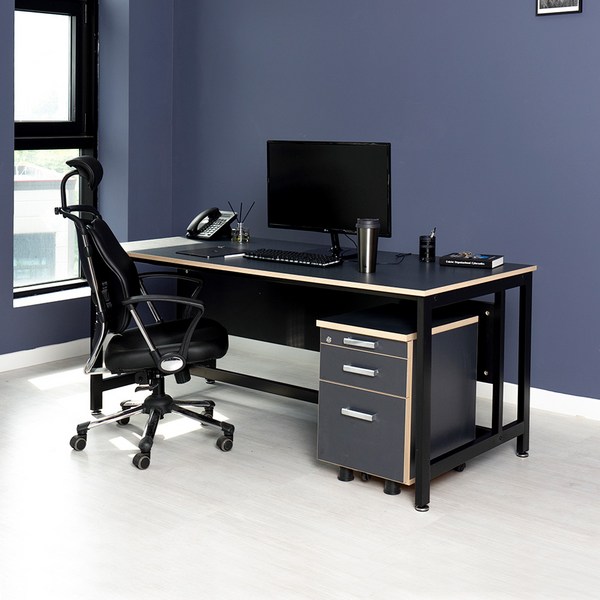 컴퓨터책상 서랍세트 1200 1500 1800 사무실책상, 1600x800차콜