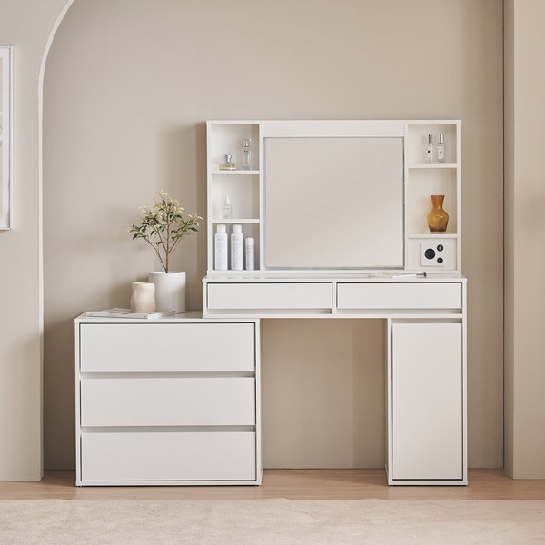  공간사이 프레드 LED 확장형 화장대, 화이트 JL1026 