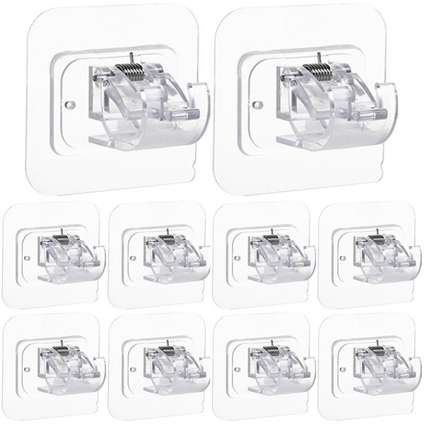  라인스미스 무타공 부착식 커튼봉 홀더 브라켓, 투명, 10개 