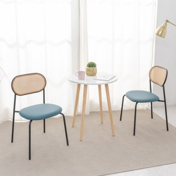 에코베스트 츄식탁의자2P 식탁의자1+1 카페의자 식당의자 인테리어의자 라탄의자 철제의자 커피숍의자, 블루