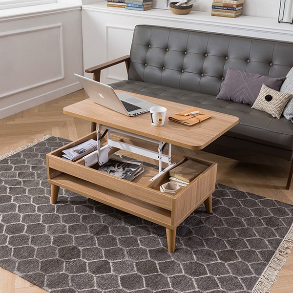 리바트 무니 리프트업 테이블, 내추럴브라운