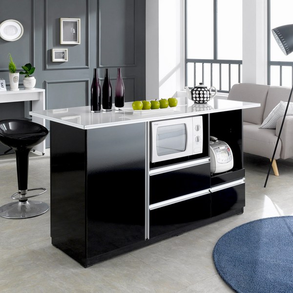 퍼니아트 심플와이드 홈바 홈바/아일랜드식탁, A타입블랙