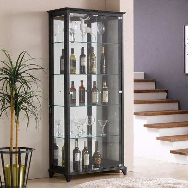  제이에스몰 아로마강화유리장식장 장식장, 5단-대(800)조명미설치-블랙 