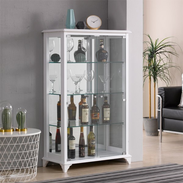 제이에스몰 아로마강화유리장식장 장식장, 4단-대(800)조명미설치-화이트