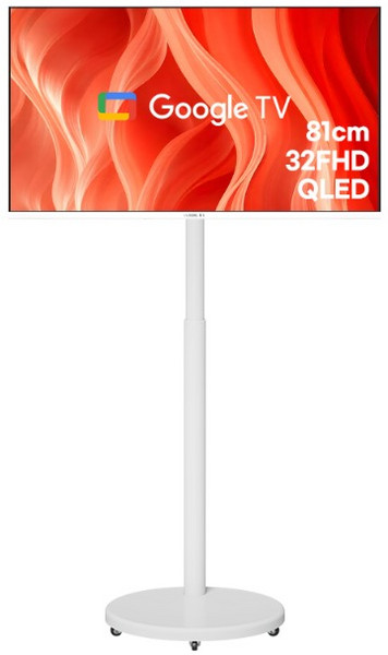 [10% 환급가전]와이드뷰 FHD QLED 화이트에디션 스마트 TV + 유압식 높이조절 삼탠바이미 V3 세트, 81cm(32인치), GTWV320FHDQ11(TV), EKWBYME78W V3(스탠드), 스탠드형, 고객직접설치