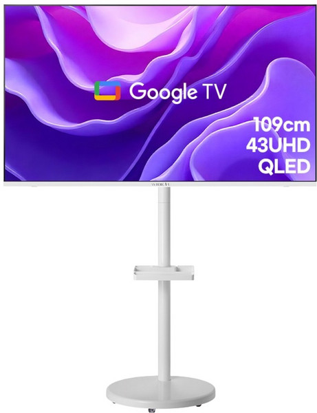 [10% 환급가전]와이드뷰 4K UHD QLED 화이트에디션 스마트 TV + 클래식 삼탠바이미 이동식 TV 세트, 109cm(43인치), QWGE43UT1(TV), EKWBYME3822W(스탠드), 스탠드형, 고객직접설치